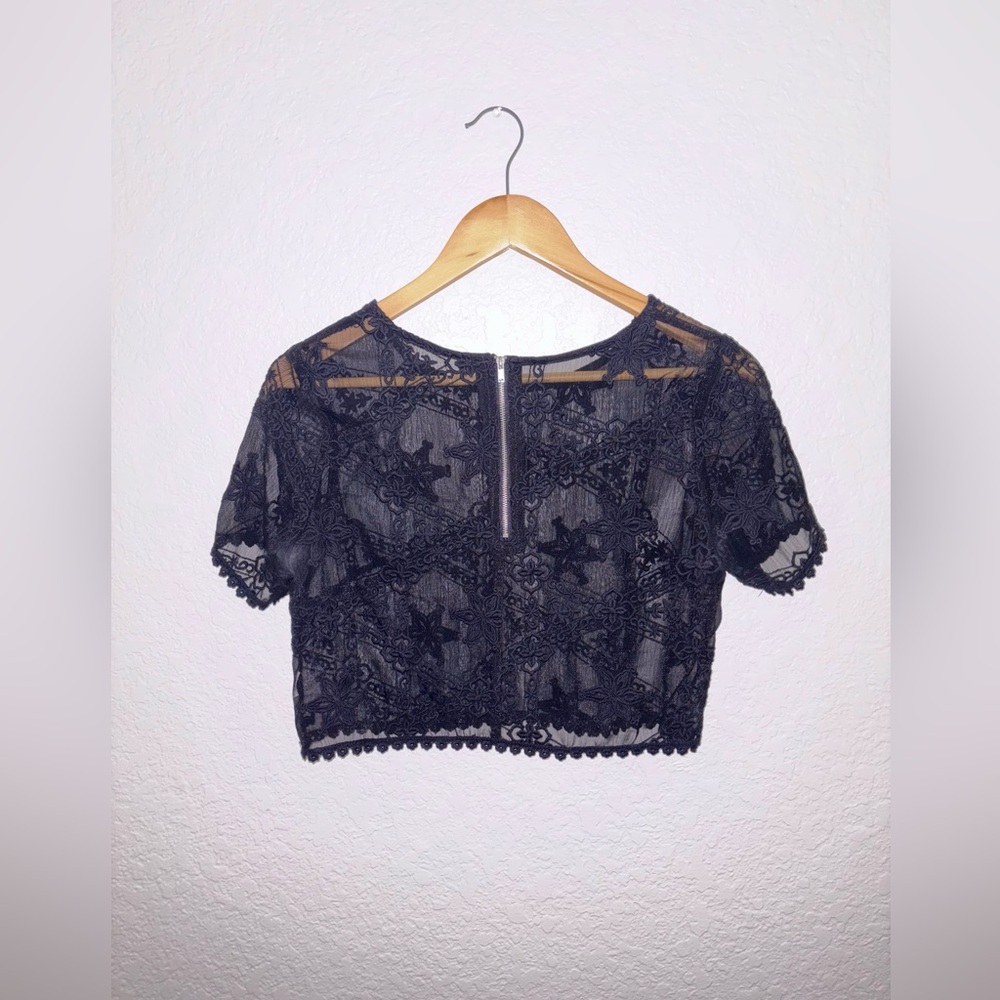 Dressy Sheer/Lace crop top blouse